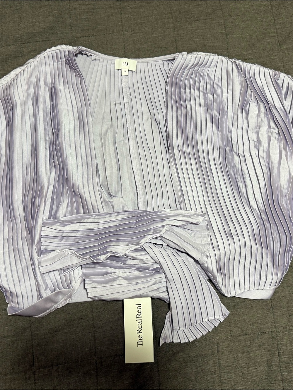 LPA Morgan Top in Lilac Pleated Satin Wrap
